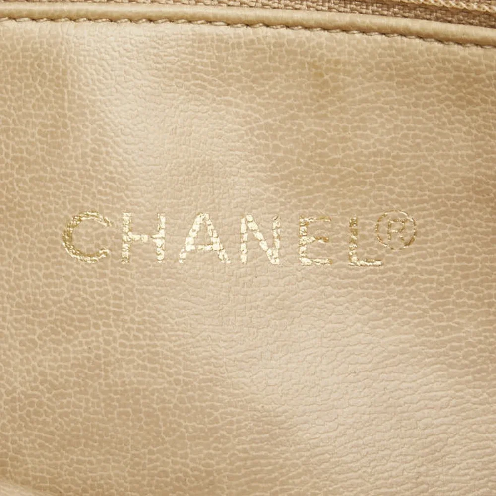 CHANEL Gray Leather Logo Tote Bag